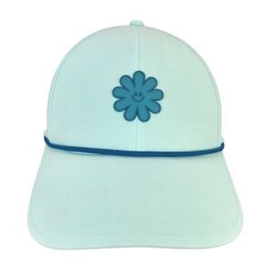 NWOT Swannies Golf Flower Smiley Face Rope Snapback Hat Mint Green Performance